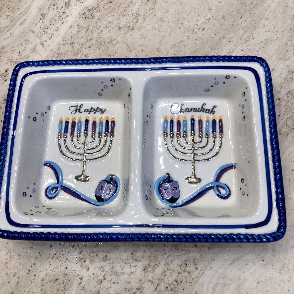 Hanukkah Two-section Ceramic Serving Dish